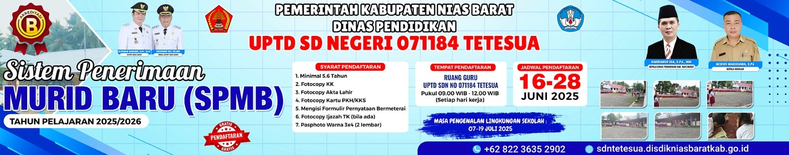 Jadwal Pelaksanaan SPMB di lingkungan UPTD SD Negeri No. 071184 Tetesua